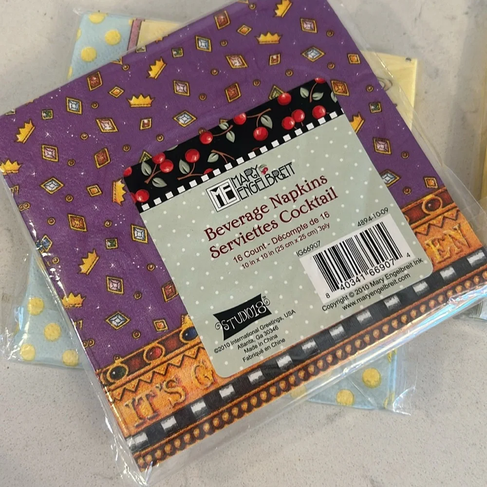 Mary Engelbreit Beverage Napkins - brand new !! Never opened !! Rare design.